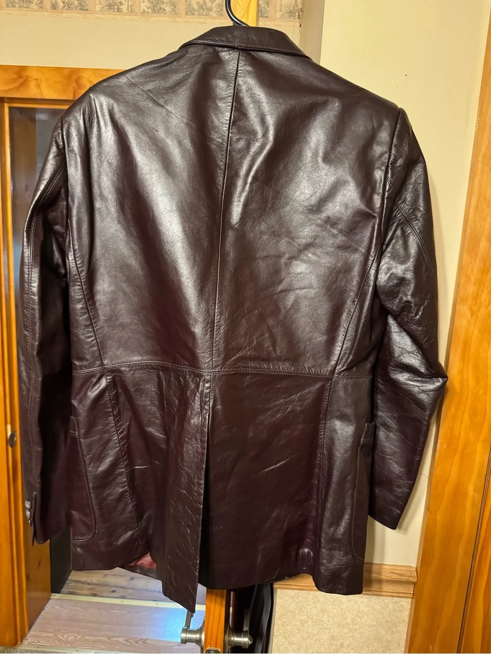Vintage Andhurst Men's Brown Leather Blazer Jacket Lined Button Closure Size 42